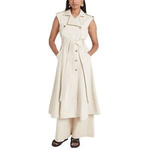 Temperley London Womens  Javier Wool-Blend Sleeveless Trench Coat, Brown